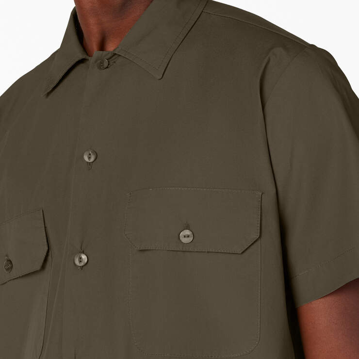 Dickies 1922 Short Sleeve Work Shirt - Rinsed Olive Green (ROG) image number 7