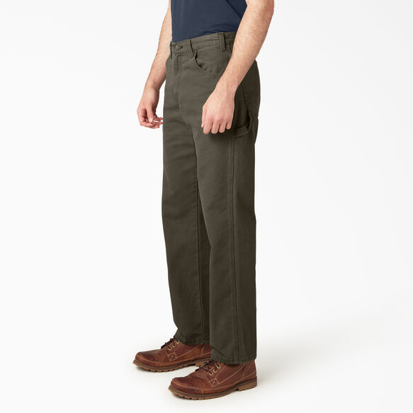 Relaxed Fit Heavyweight Duck Carpenter Pants - Rinsed Moss Green &#40;RMS&#41;