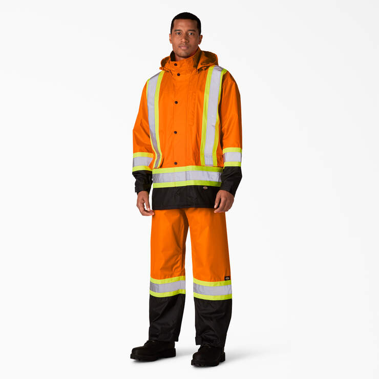 Hi Vis 2-Piece Safety Rain Suit - ANSI Orange (AO) image number 3