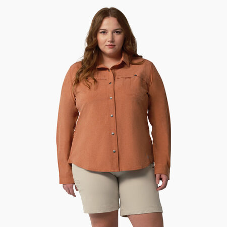 Women&#39;s Plus Cooling Roll-Tab Work Shirt - Copper Heather &#40;EH2&#41;