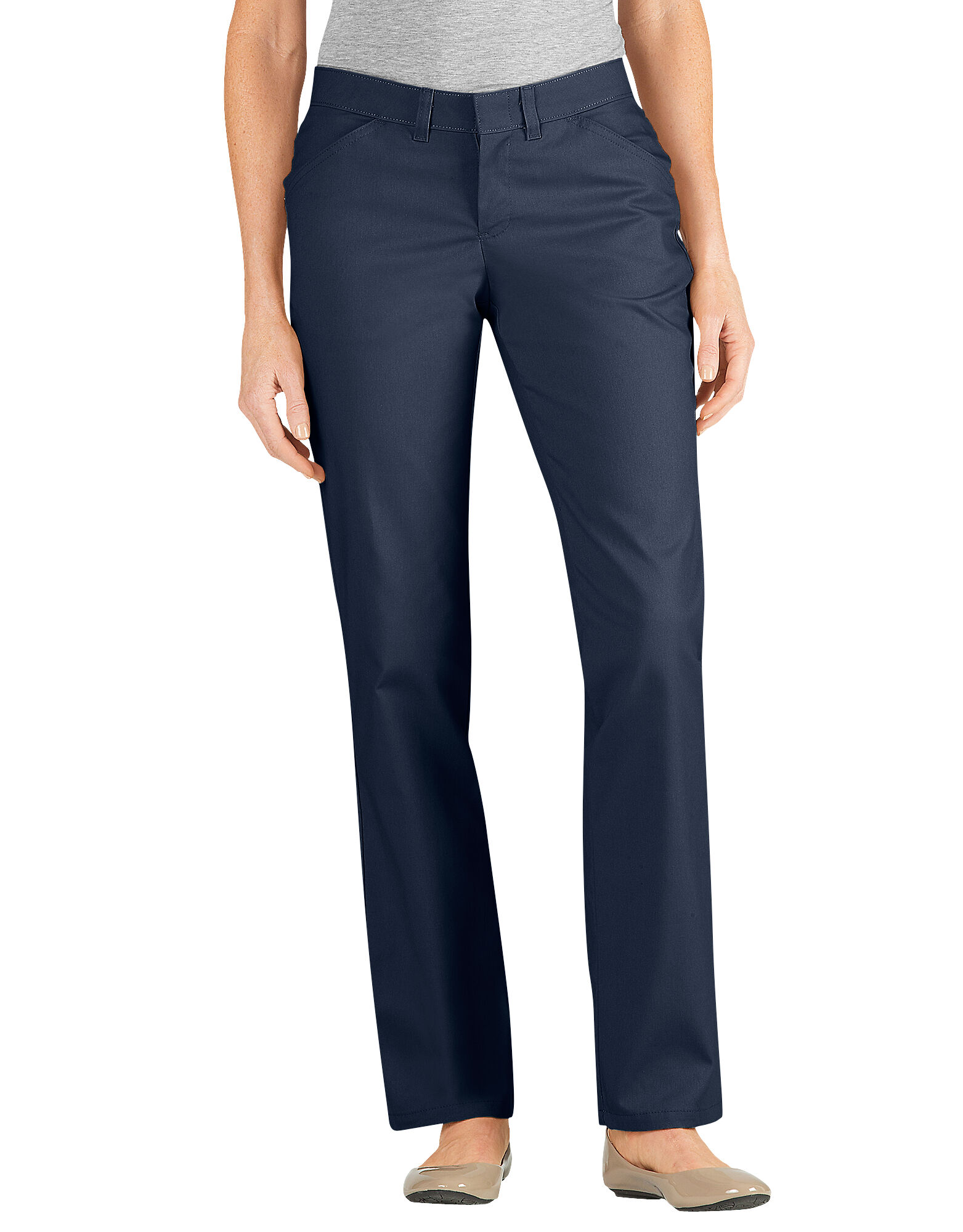 Women's Premium Curvy Straight Flat Front Pants Dark Navy | Womens ...