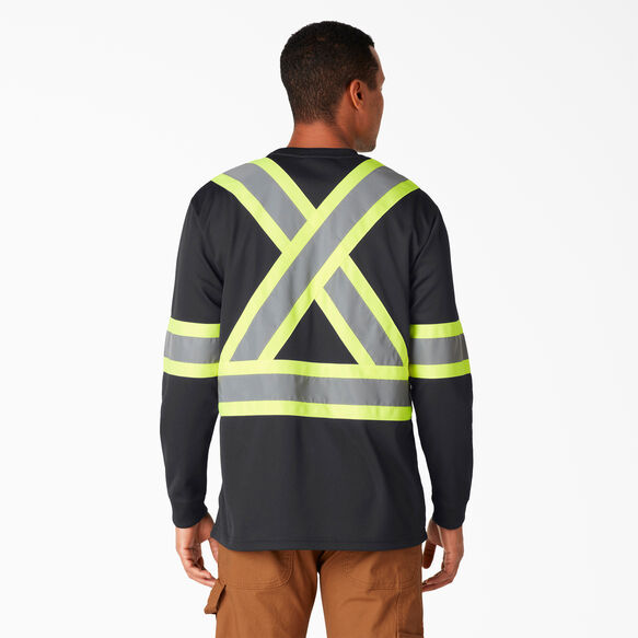 Hi Vis Safety Long Sleeve T-Shirt - Black &#40;BK&#41;