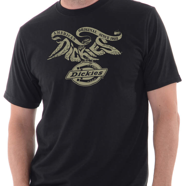 Feather Letters Graphic Short Sleeve T-Shirt - Black (BK) image number 1