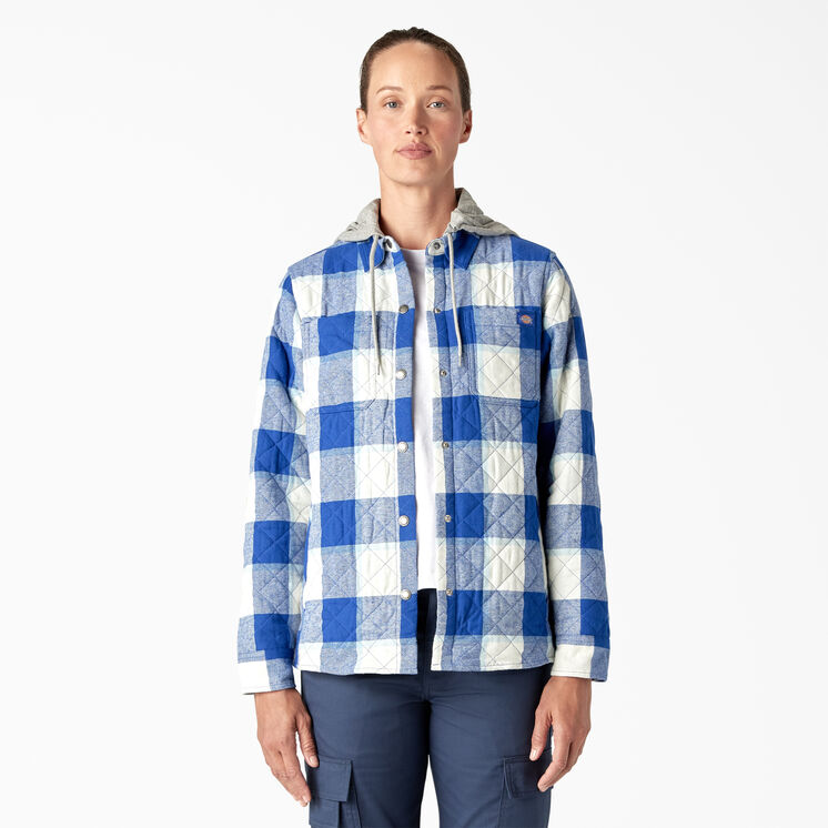Women&rsquo;s Flannel Hooded Shirt Jacket - Surf Blue Campside Plaid &#40;A1L&#41;