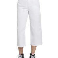 Dickies Girl Juniors' Freyed Hem 23" High Rise Work Cropped Pants - White (WHT)