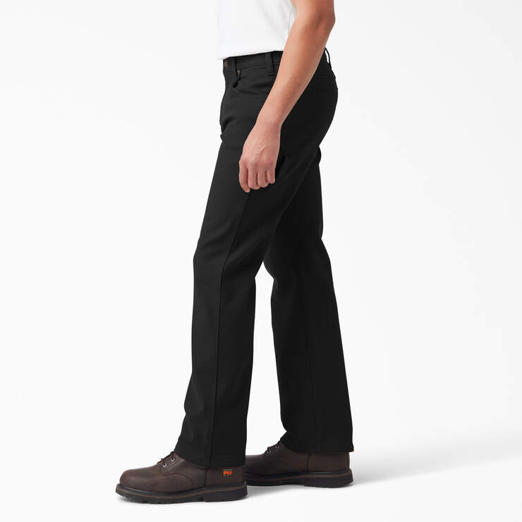 FLEX Lined Regular Fit Duck Carpenter Pants - Rinsed Black (RBK) image number 3