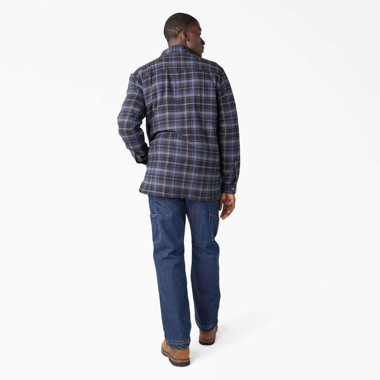 Water Repellent Fleece-Lined Flannel Shirt Jacket - Navy/Black Plaid (B2D) image number 6