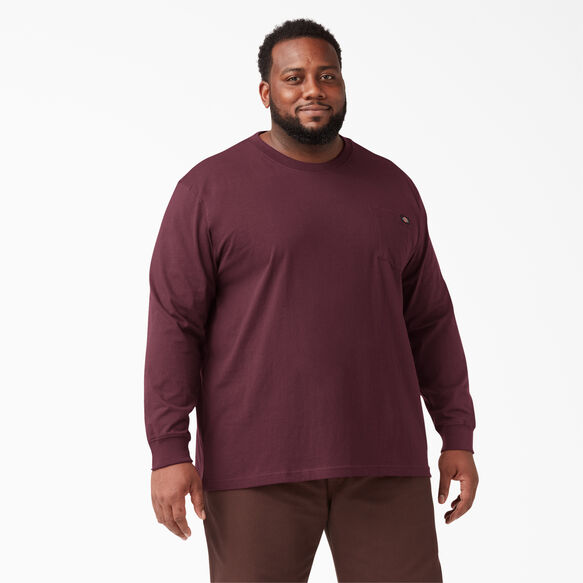 Heavyweight Long Sleeve Pocket T-Shirt - Burgundy &#40;BY&#41;