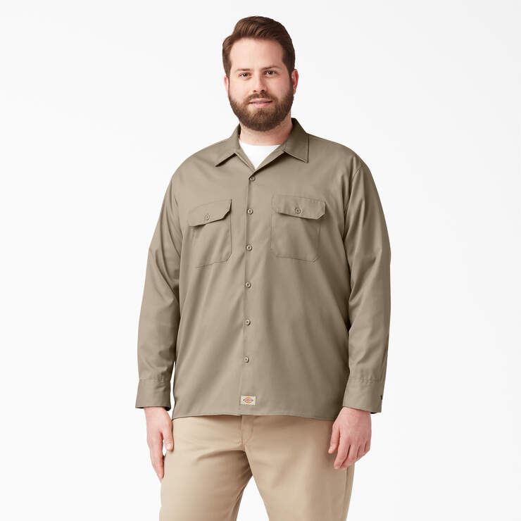 FLEX Relaxed Fit Long Sleeve Work Shirt - Desert Sand (DS) image number 4