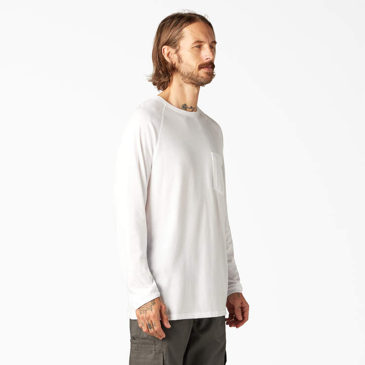 Cooling Long Sleeve Pocket T-Shirt - White (WH) image number 4