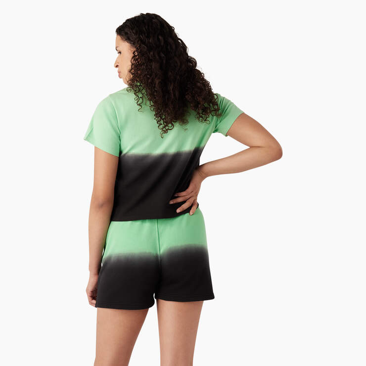 Women's Ombre Cropped T-Shirt - Apple Mint/Black Dip Dye (AMD) image number 2