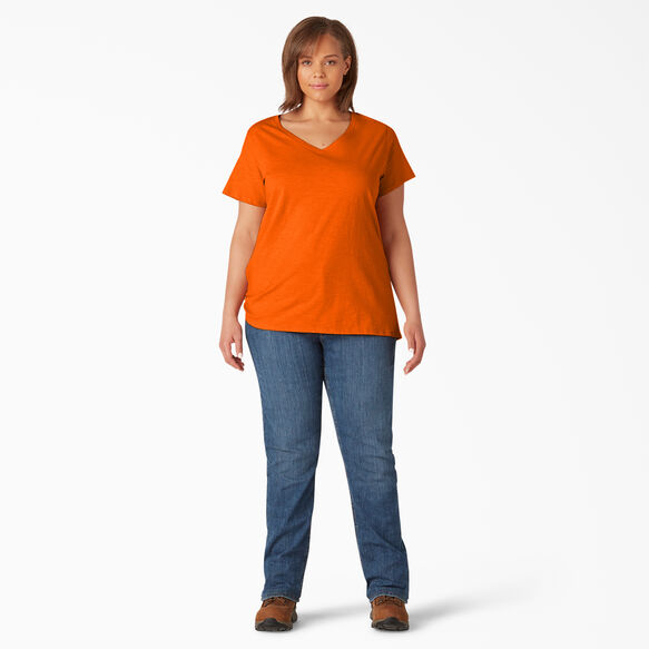 Women&#39;s Plus Short Sleeve V-Neck T-Shirt - Scarlet Ibis &#40;S2S&#41;