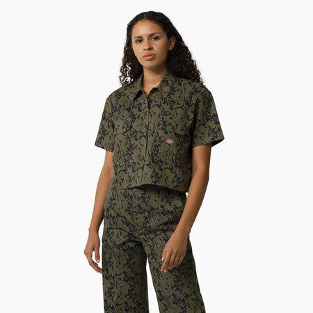 Women&#39;s Drewsey Cropped Work Shirt - Military Green Glitch Camo &#40;MPE&#41;