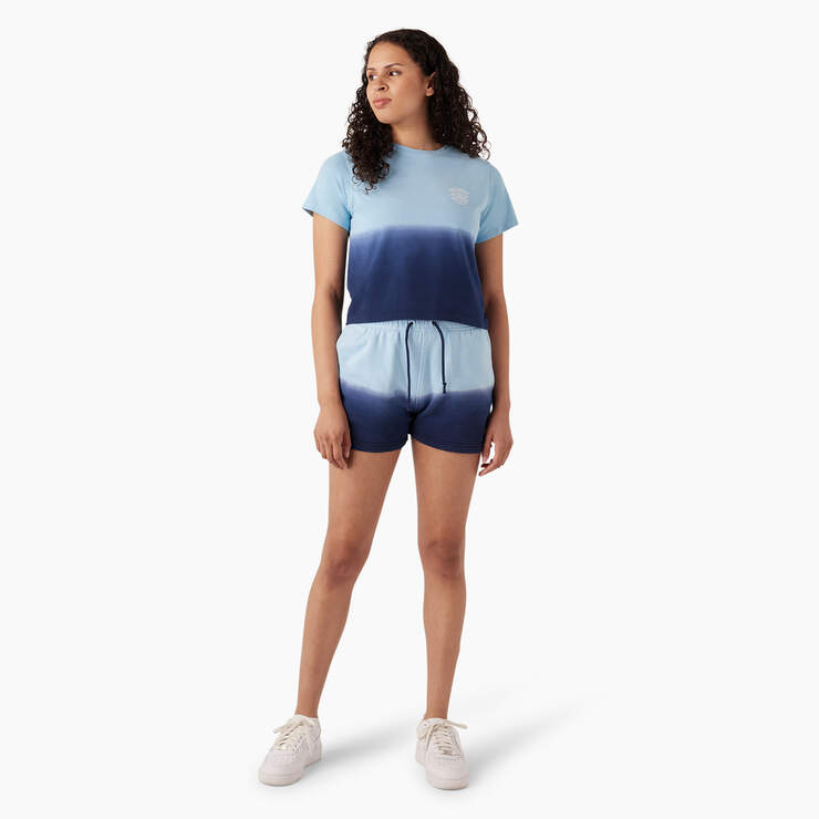 Women's Ombre Cropped T-Shirt - Sky Blue/Ink Navy Dip Dye (SKD) image number 4