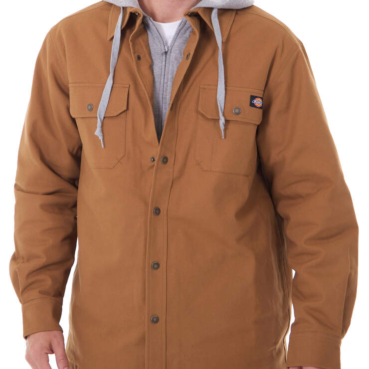 Hooded Canvas Shirt Jacket - Brown Duck (BD) image number 1