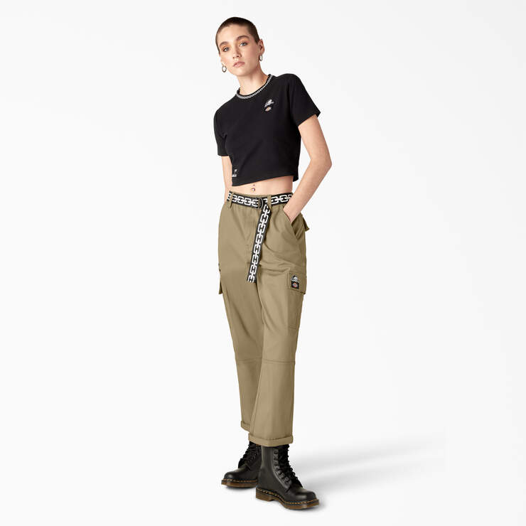 Dickies x Lurking Class Women’s Relaxed Fit Cropped Cargo Pants - Khaki (KH) image number 4