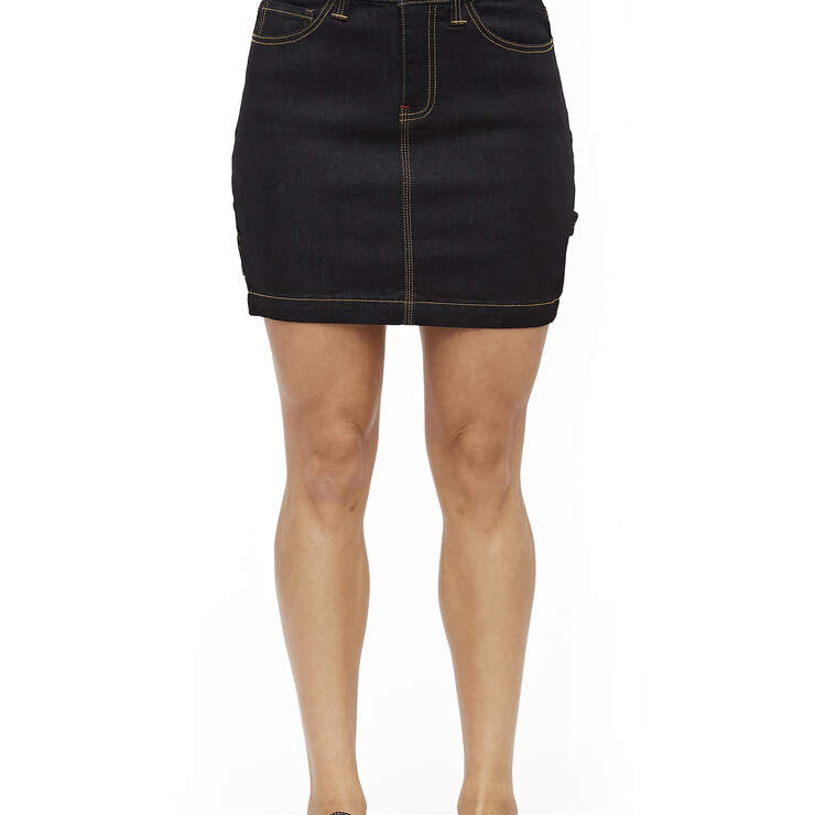Dickies Girl Juniors' 5-Pocket Carpenter Mini Skirt - Dark Denim Wash (DDW) image number 1