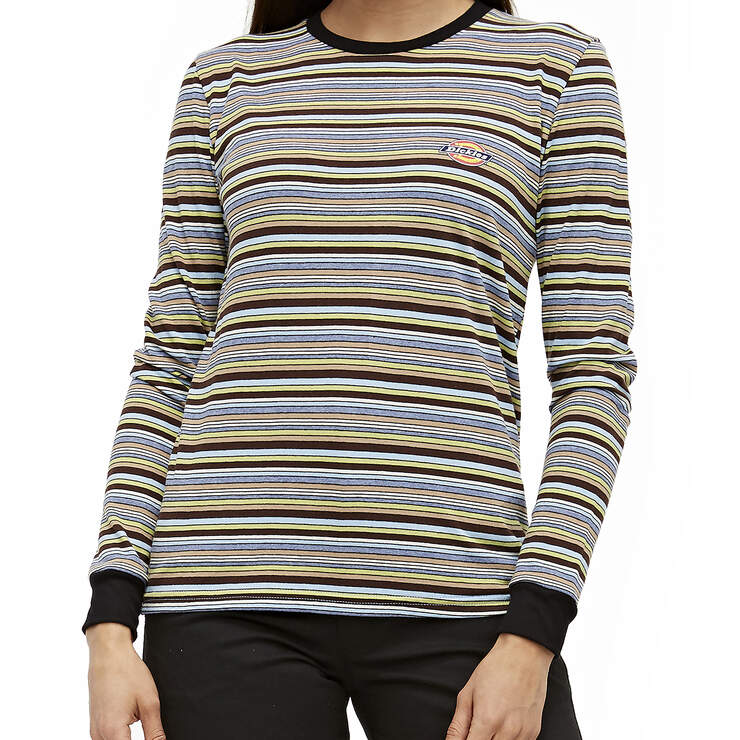Dickies Girl Juniors' Striped Long Sleeve T-Shirt - Blue Green (BGR) image number 1