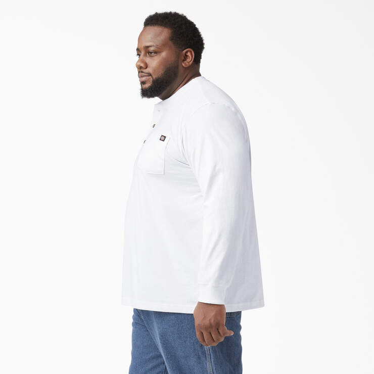 Heavyweight Long Sleeve Henley T-Shirt - White (WH) image number 5
