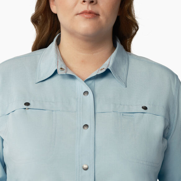 Women&#39;s Plus Cooling Roll-Tab Work Shirt - Clear Blue &#40;EUD&#41;