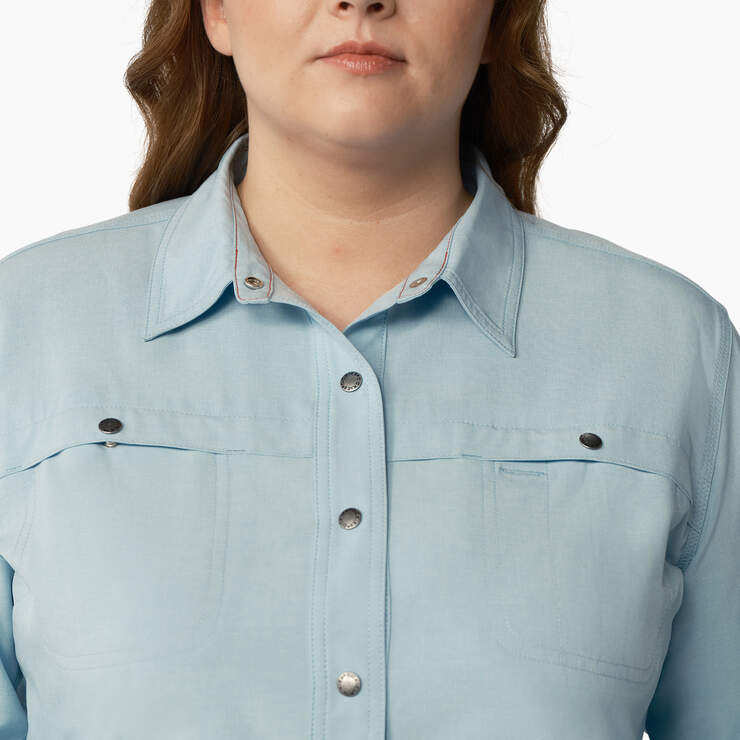 Women's Plus Cooling Roll-Tab Work Shirt - Clear Blue (EUD) image number 5