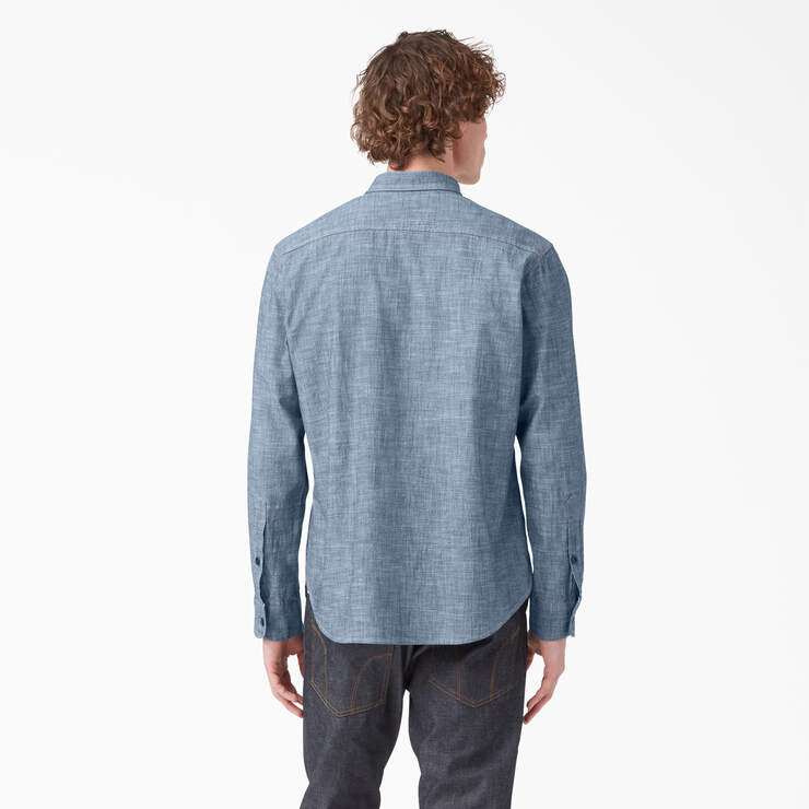 Dickies 1922 Long Sleeve Work Shirt - Rinsed Blue Chambray (RBLC) image number 2