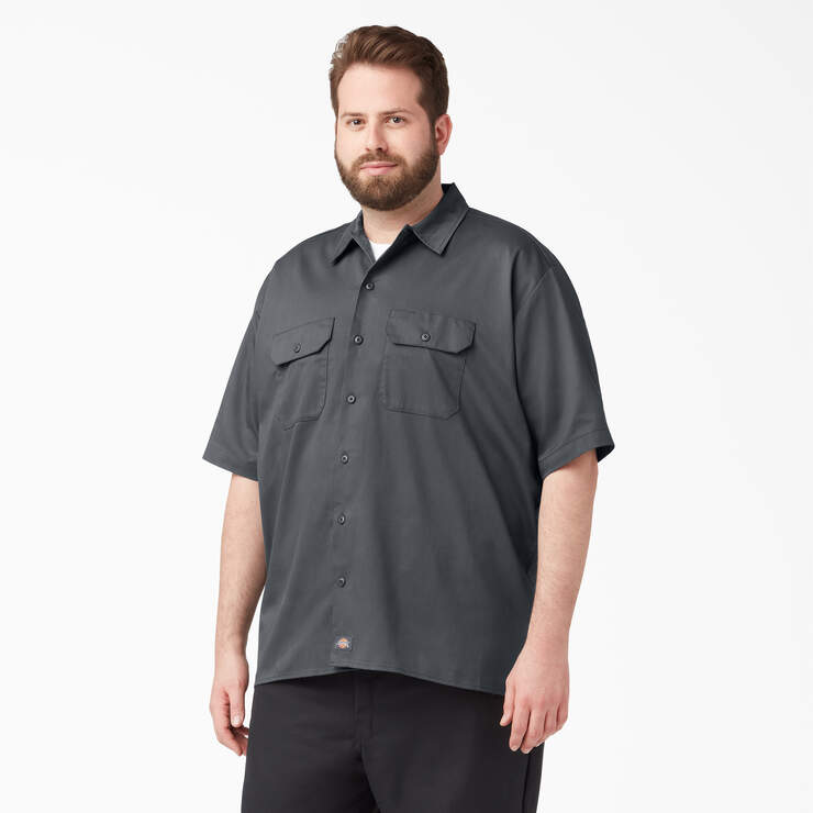 FLEX Relaxed Fit Short Sleeve Work Shirt - Charcoal Gray (CH) image number 3