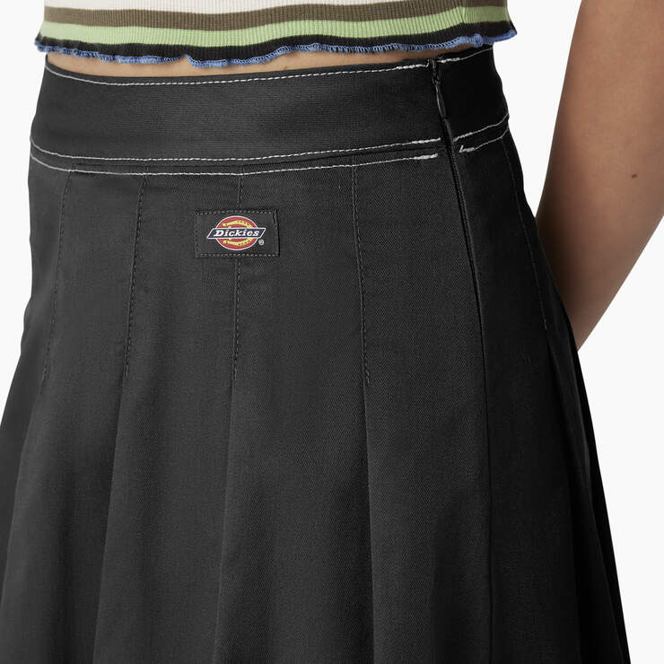 Women's Twill Pleated Skirt - Black (BKX) image number 6