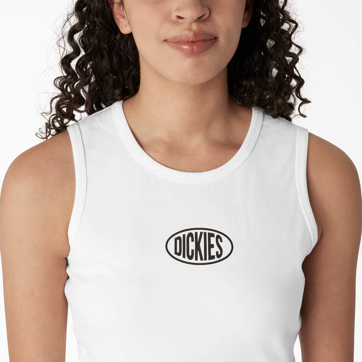 Women's Racerback Cropped Tank Top - White (WH) image number 5