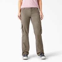 Women's Relaxed Fit Straight Leg Cargo Pants - Rinsed Pebble Brown (RNP)