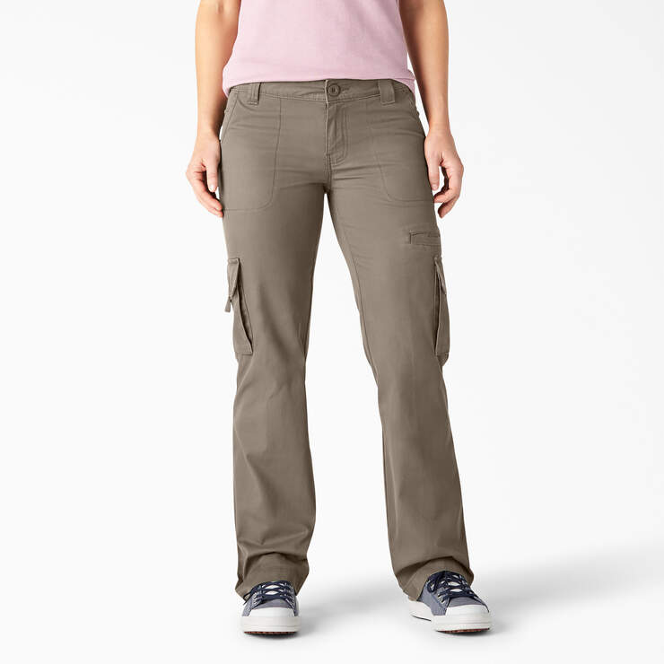 Women's Relaxed Fit Straight Leg Cargo Pants - Rinsed Pebble Brown (RNP) image number 1