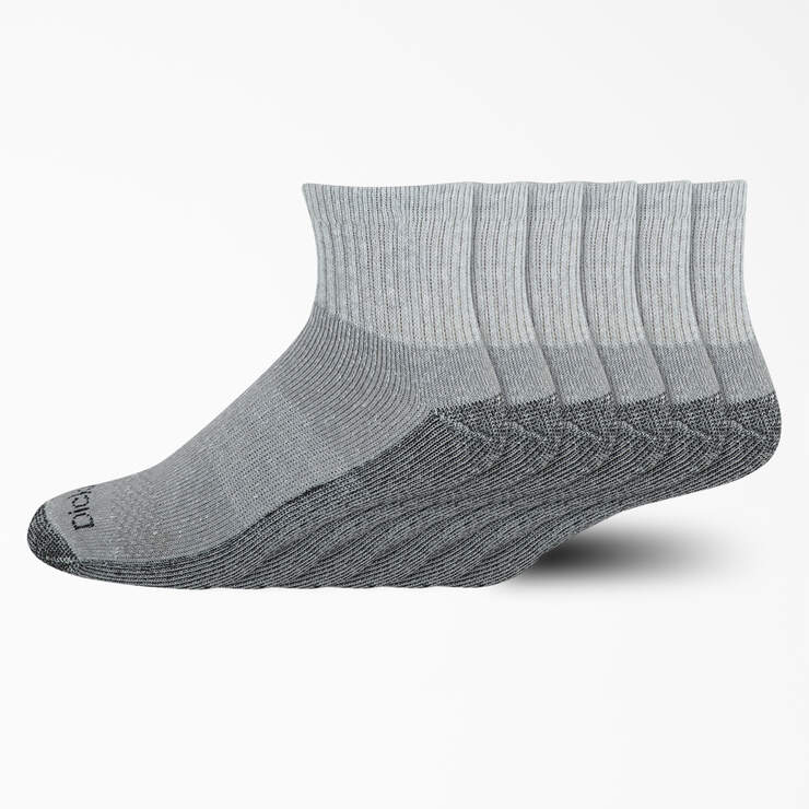 Moisture Control Quarter Socks, Size 6-12, 6-Pack - Gray (GY) image number 1