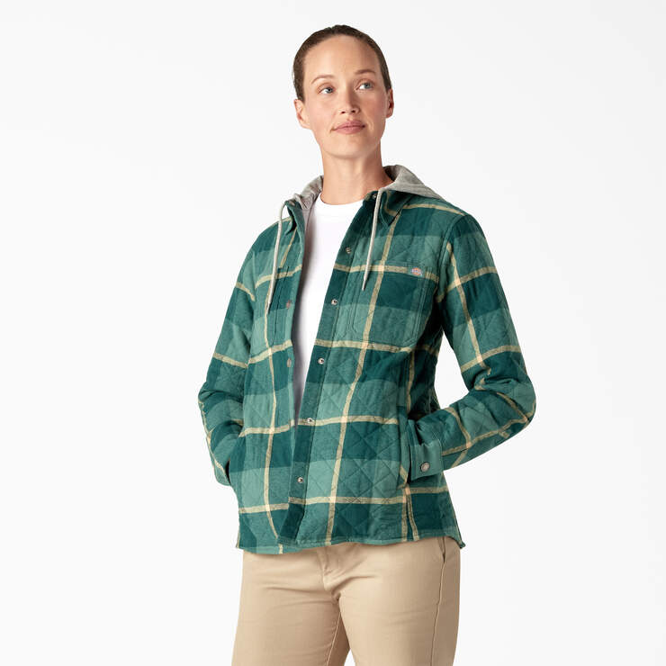 Women’s Flannel Hooded Shirt Jacket - Mallard Campside Plaid (A2V) image number 3