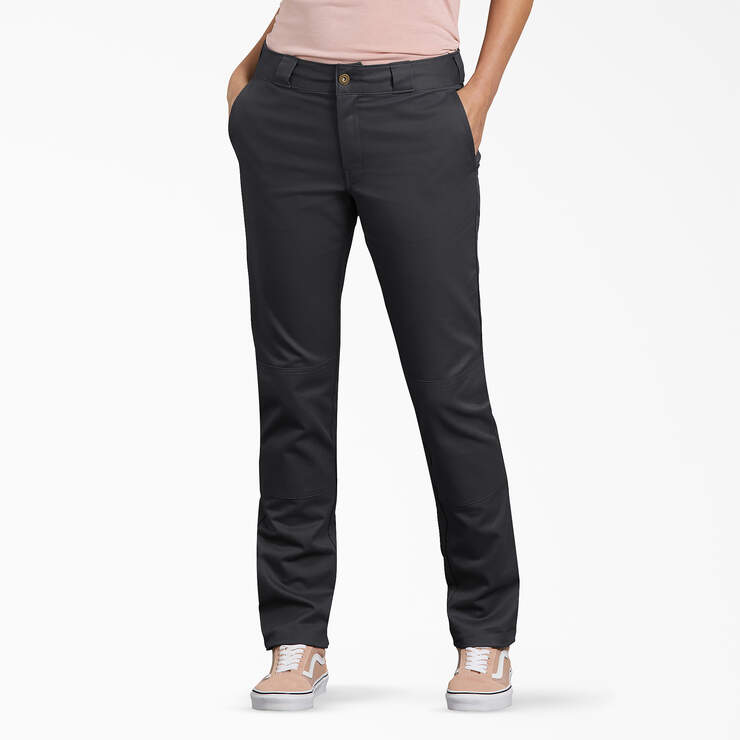 Women's FLEX Slim Fit Double Knee Pants - Black (BK) image number 1