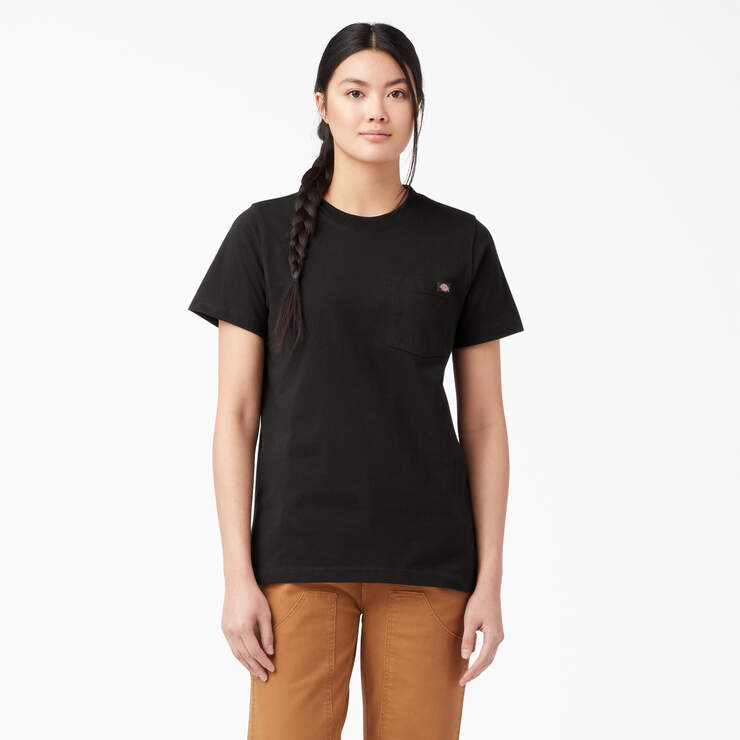 Women's Heavyweight Short Sleeve Pocket T-Shirt - Black (BK) image number 1