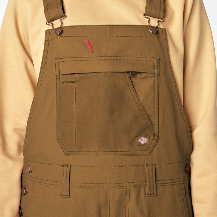 Women’s Relaxed Fit Waxed Canvas Bib Overalls - Brown Duck (BD) image number 4