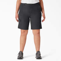 Women's Plus Cooling Slim Fit Cargo Shorts, 10" - Black (BK)