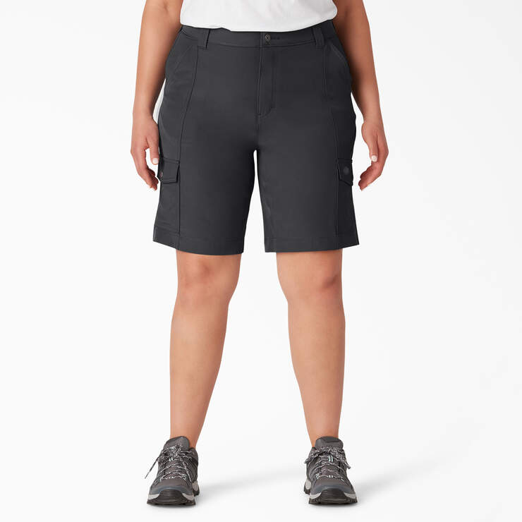 Women's Plus Cooling Slim Fit Cargo Shorts, 10" - Black (BK) image number 1