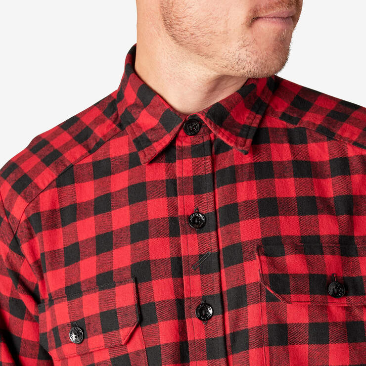 Dickies 1922 Buffalo Check Flannel Shirt - Red Plaid (BRP) image number 7