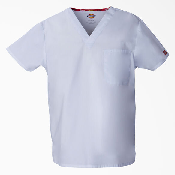 Unisex EDS Signature V-Neck Scrub Top - White &#40;DWH&#41;