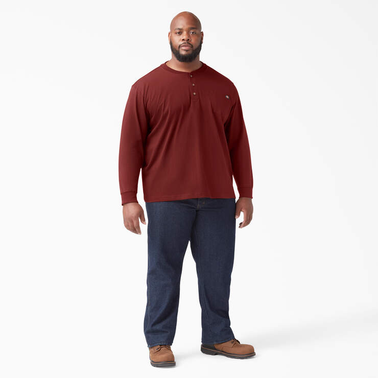 Heavyweight Long Sleeve Henley T-Shirt - Madder Brown (MB1) image number 7