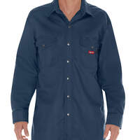 Flame-Resistant Long Sleeve Twill Snap Front Shirt - Navy Blue (NV)