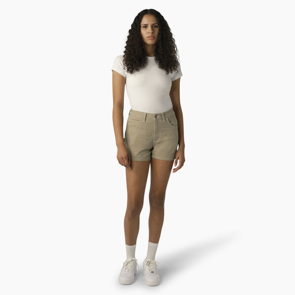 Women&#39;s High Waisted Carpenter Shorts, 3&quot; - Stone &#40;ST&#41;