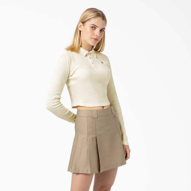 Women's Tallasee Long Sleeve Cropped Polo - White (WH) image number 1