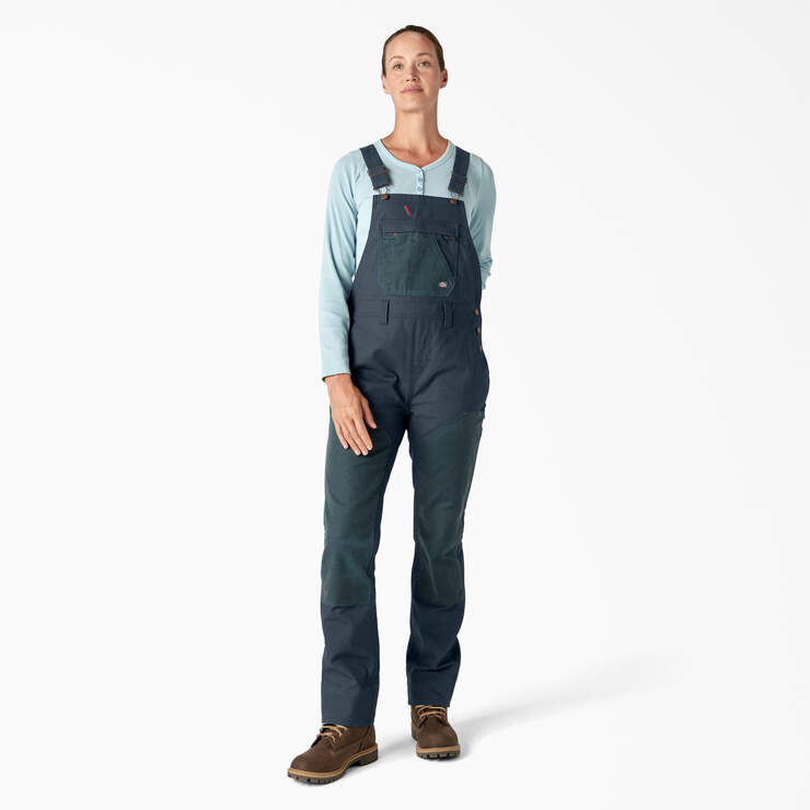 Women’s Relaxed Fit Waxed Canvas Bib Overalls - Airforce Blue (AF) image number 1