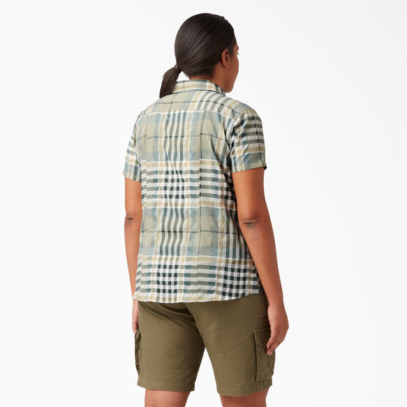 Women&#39;s Plus Cooling Short Sleeve Work Shirt - Green Plaid &#40;1PR&#41;