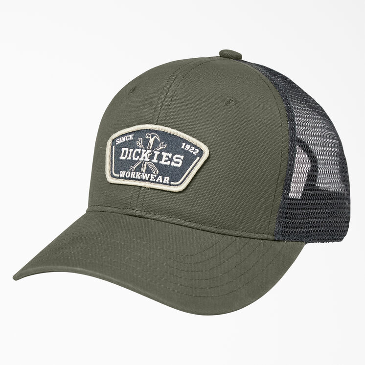 Workwear Patch Canvas Trucker Cap - Moss Green &#40;MS&#41;