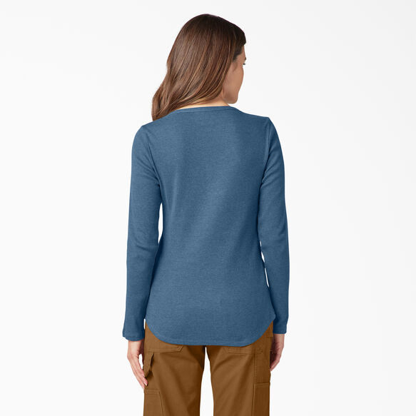 Women&#39;s Henley Long Sleeve Shirt - Dark Denim Blue &#40;DMD&#41;