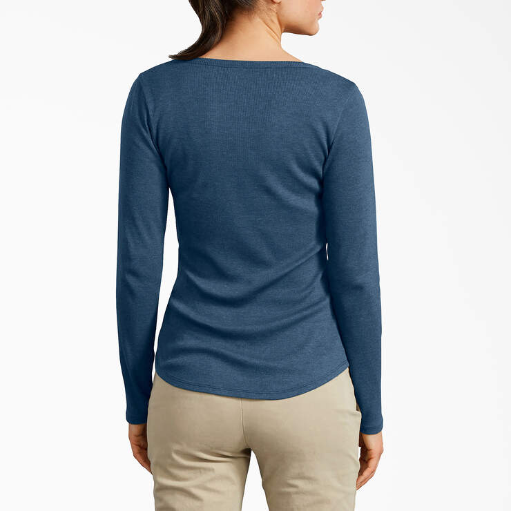 Women's Henley Long Sleeve Shirt - Dark Denim Blue (DMD) image number 2