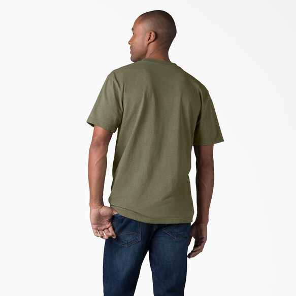 Heavyweight Heathered Short Sleeve Pocket T-Shirt - Military Green Heather &#40;MLD&#41;
